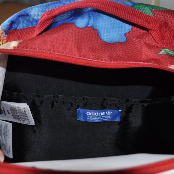 ADIDAS OG Originals x FARM Trefoil LOGO Peony Chita Floral Backpack Red - Picture 6 of 9